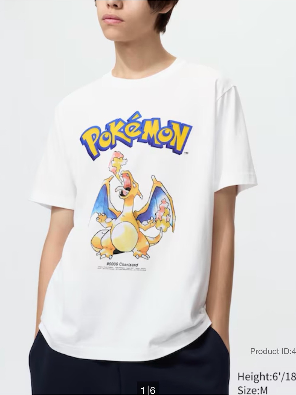 NWT Uniqlo Unisex’s Pokémon Charizard Graphic Tee - White